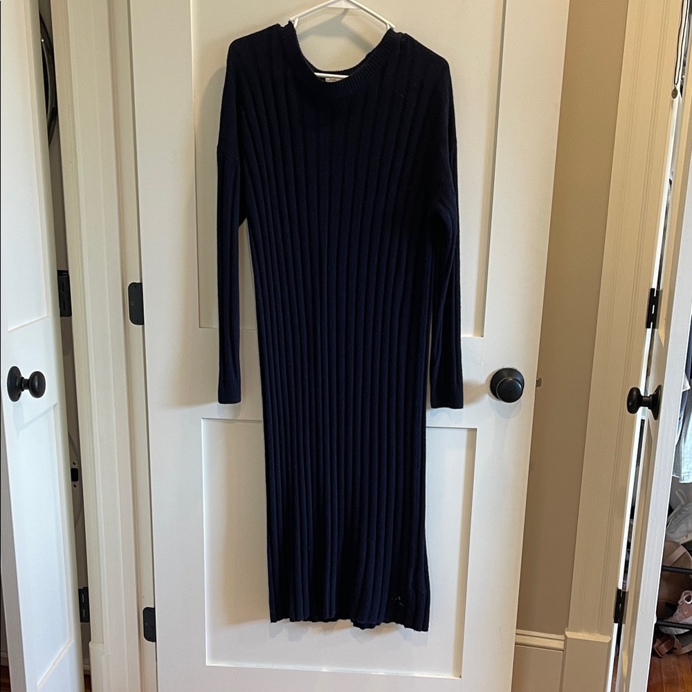 Madewell Navy Long Sleeve Ribbed Dress